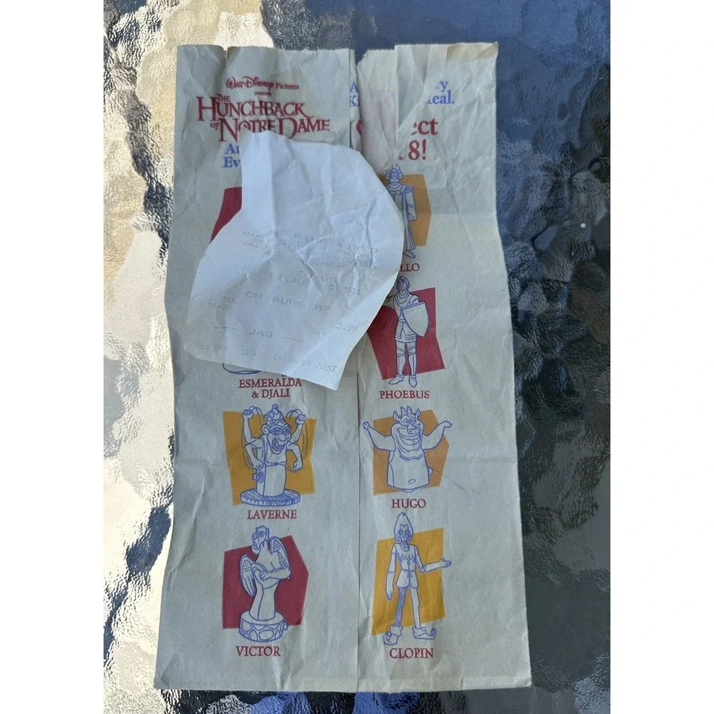 1996 BURGER KING HUNCHBACK OF NOTRE DAME HUGO GARGOYLE TOY SEALED + BAG RECEIPT
